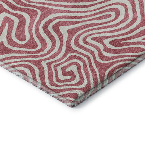 5' X 8' Blush And Ivory Abstract Washable Area Rug With UV Protection