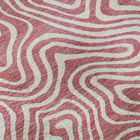 5' X 8' Blush And Ivory Abstract Washable Area Rug With UV Protection