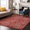 8' X 10' Red And Ivory Abstract Washable Area Rug With UV Protection