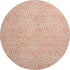 8' Salmon And Ivory Abstract Washable Round Rug With UV Protection