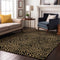 9' X 12' Black And Gold Abstract Washable Area Rug With UV Protection