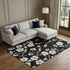 8' X 10' Black And Ivory Floral Washable Area Rug With UV Protection