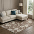 8' X 10' Brown And Beige Floral Washable Area Rug With UV Protection