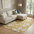 8' X 10' Gold And Ivory Floral Washable Area Rug With UV Protection