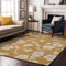 8' X 10' Gold And Ivory Floral Washable Area Rug With UV Protection