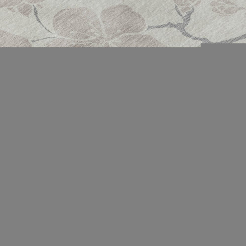 8' Ivory And Beige Floral Washable Round Rug With UV Protection
