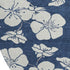 8' Navy Blue And Ivory Floral Washable Round Rug With UV Protection