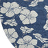 8' Navy Blue And Ivory Floral Washable Round Rug With UV Protection