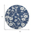 8' Navy Blue And Ivory Floral Washable Round Rug With UV Protection