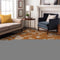 8' X 10' Rust And Beige Floral Washable Area Rug With UV Protection