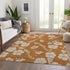 8' X 10' Rust And Beige Floral Washable Area Rug With UV Protection