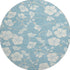 8' Sky Blue And Ivory Floral Washable Round Rug With UV Protection