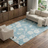 9' X 12' Sky Blue And Ivory Floral Washable Area Rug With UV Protection