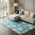 9' X 12' Turquoise And Ivory Floral Washable Area Rug With UV Protection