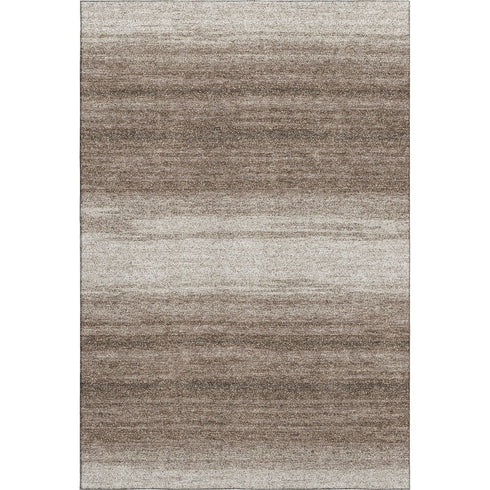 5' X 8' Brown And Ivory Striped Washable Area Rug With UV Protection