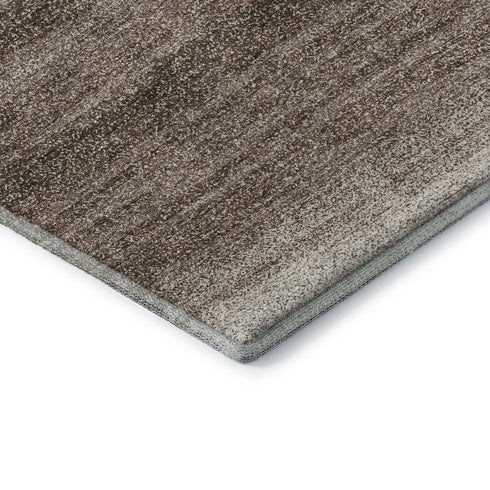 8' X 10' Brown And Ivory Striped Washable Area Rug With UV Protection
