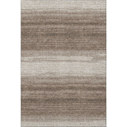 8' X 10' Brown And Ivory Striped Washable Area Rug With UV Protection
