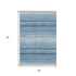5' X 8' Blue And Ivory Striped Washable Area Rug With UV Protection