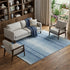 8' X 10' Blue And Ivory Striped Washable Area Rug With UV Protection