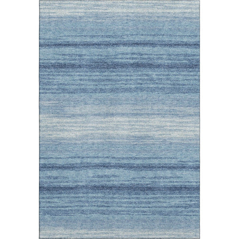 8' X 10' Blue And Ivory Striped Washable Area Rug With UV Protection