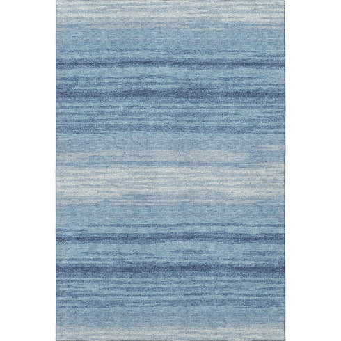 8' X 10' Blue And Ivory Striped Washable Area Rug With UV Protection