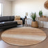 8' Copper And Beige Striped Washable Round Rug With UV Protection