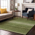 8' X 10' Green And Ivory Striped Washable Area Rug With UV Protection