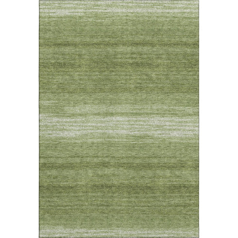8' X 10' Green And Ivory Striped Washable Area Rug With UV Protection