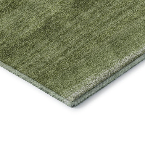 8' X 10' Green And Ivory Striped Washable Area Rug With UV Protection