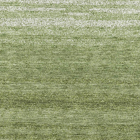 8' X 10' Green And Ivory Striped Washable Area Rug With UV Protection