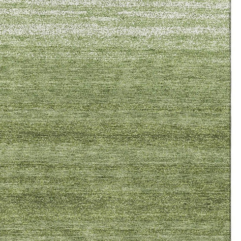 8' X 10' Green And Ivory Striped Washable Area Rug With UV Protection