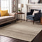8' X 10' Ivory And Beige Striped Washable Area Rug With UV Protection