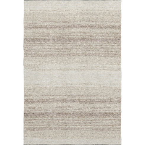8' X 10' Ivory And Beige Striped Washable Area Rug With UV Protection