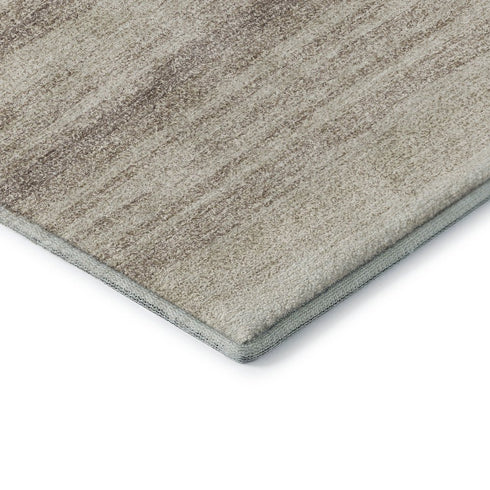 8' X 10' Ivory And Beige Striped Washable Area Rug With UV Protection