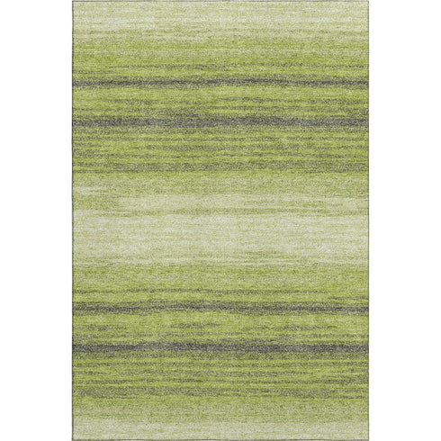 5' X 8' Lime Green Gray And Ivory Striped Washable Area Rug With UV Protection