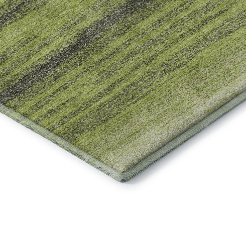 5' X 8' Lime Green Gray And Ivory Striped Washable Area Rug With UV Protection
