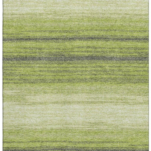 5' X 8' Lime Green Gray And Ivory Striped Washable Area Rug With UV Protection