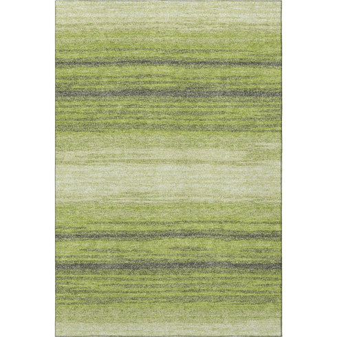 5' X 8' Lime Green Gray And Ivory Striped Washable Area Rug With UV Protection