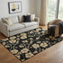5' X 8' Black And Wheat Floral Washable Area Rug With UV Protection
