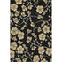 5' X 8' Black And Wheat Floral Washable Area Rug With UV Protection