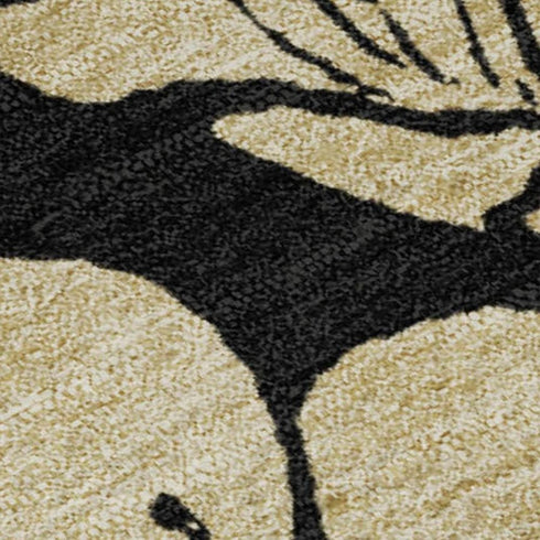 5' X 8' Black And Wheat Floral Washable Area Rug With UV Protection