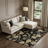 8' X 10' Black And Wheat Floral Washable Area Rug With UV Protection