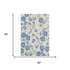 5' X 8' Linen Blue And Green Floral Washable Area Rug With UV Protection