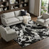 8' X 10' Black Ivory And Gray Abstract Washable Area Rug With UV Protection