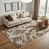 5' X 8' Brown Ivory And Gold Abstract Washable Area Rug With UV Protection
