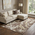 8' X 10' Brown Ivory And Gold Abstract Washable Area Rug With UV Protection