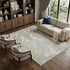 8' X 10' Gray Gold And Ivory Abstract Washable Area Rug With UV Protection
