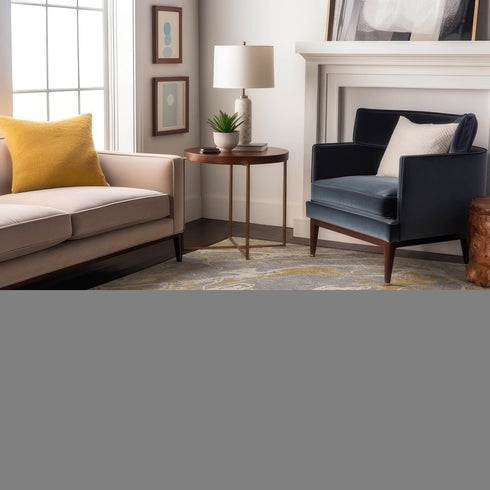8' X 10' Gray Gold And Ivory Abstract Washable Area Rug With UV Protection