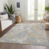 8' X 10' Gray Gold And Ivory Abstract Washable Area Rug With UV Protection