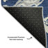 8' Navy Blue Ivory And Gray Abstract Washable Round Rug With UV Protection